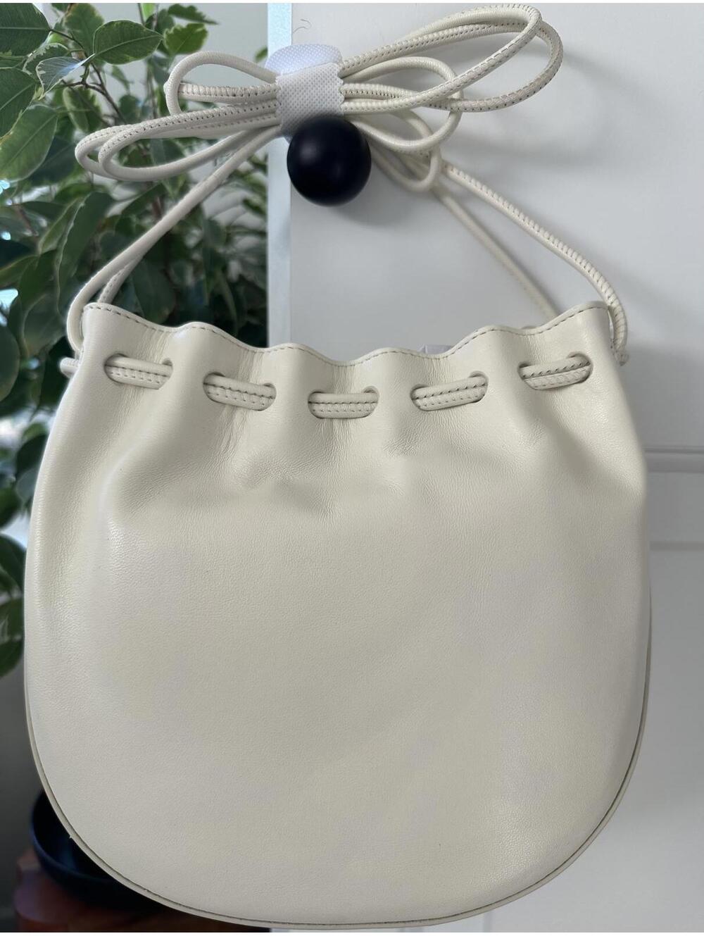 COS Gathered Pouch Bag - Leather NWT Chalk